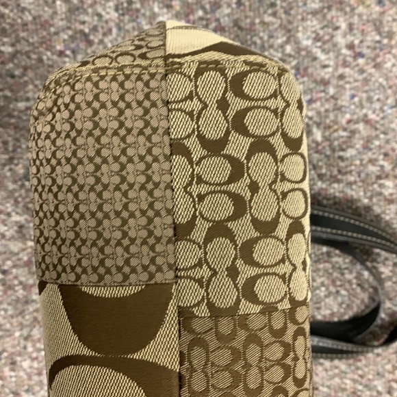 Coach Patchwork Canvas Tote with patent leather handles tag also silver hardware - Picture 7 of 12